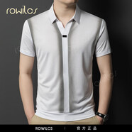 rowilcs品牌新款夏季短袖T恤男時(shí)尚個(gè)性漸變色半袖v領(lǐng)polo衫t血 白色 S 165 【適合105-120斤】