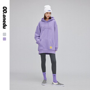 簡方位連帽加絨衛(wèi)衣裙女年春秋套頭休閑連衣裙簡約寬松顯瘦中長款 紫色 加絨 均碼 S