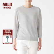 無印良品 MUJI 女式 法國亞麻 圓領(lǐng)針織衫 BAC71A0S 淺銀灰色 S