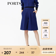 PORTS寶姿 秋季新品女裝簡約A廓形闊腿七分褲SB9P015BZF010 深藍(lán) S (4)