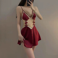 接運貓床上攻速裙方便辦事衣御姐七夕情人節戰袍炮姐穿搭約會(huì ) 棗紅色吊帶露背裙 均碼 大碼-保密發(fā)貨【建議148-195斤】