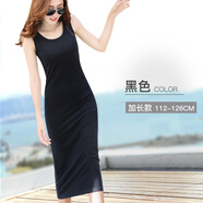 ZHIDOUDOU高端超長(zhǎng)款裙子到腳踝的吊帶連身裙女春天無(wú)袖打底黑色 加長(zhǎng)款-黑色 051 均碼 M 85-95斤