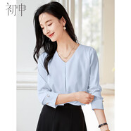 初申春秋長(zhǎng)袖襯衫女時(shí)尚設(shè)計(jì)感氣質(zhì)V領(lǐng)雪紡襯衣上衣S141C2092
