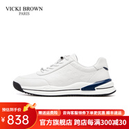 VICKI BROWN【VB男鞋】法國未畢精致小白鞋時尚印花男士休閑鞋舒適百搭鞋子男 白藍(lán) VBZC96037-D 41 (255mm)