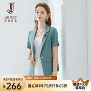 經(jīng)典故事（JANE STORY）經(jīng)典故事職業(yè)西裝短外套女夏季2025年新款通勤氣質(zhì)OL修身短袖上衣 K03灰綠色 L