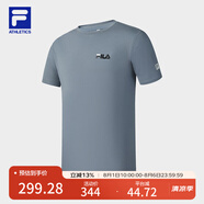 FILAFILA 斐樂官方男裝針織短袖衫2025夏季新款健身運(yùn)動簡約基礎(chǔ)白T恤 鐵漆藍(lán)-DB L 175/96A/L