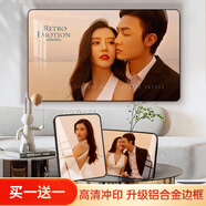 悠樂(lè )美【買(mǎi)一送一】照片定制洗照片加相框婚紗照打印高清沖印掛墻擺臺 典雅黑Y【金屬包邊】買(mǎi)一送一 48寸掛墻（75*120cm）