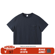 熊貓·本（ben.panda）25SS短袖男工字口袋T恤印花圓領(lǐng)美式百搭簡(jiǎn)約情侶上衣 藏青色 L