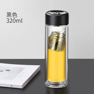 黑蟻 BLACK-ANT雙層泡茶杯茶水分離高硼硅玻璃磁吸杯 黑色 320ml