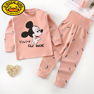 G.DUCKKIDS寶寶秋衣秋褲套裝純毛衫兒童內(nèi)衣秋冬嬰兒男女童衣服保暖睡衣 西瓜紅米奇--高腰套裝 無骨款 66 cm