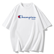 冠軍（CHAMPION）官方艦旗純棉短袖220G情侶男女ins夏季潮牌體恤學(xué)生圓領(lǐng)t恤 220克重磅 長標(biāo)白色 S  80-105斤