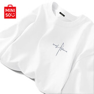 名創(chuàng)優(yōu)品短袖男T恤寬松潮流薄荷曼波穿搭上衣夏季冰感純棉大碼圓領(lǐng)半 白色(自由筆尖胸標(biāo)) S  165 (男女同款)