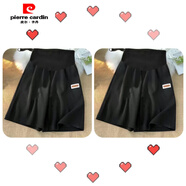 皮爾卡丹（pierre cardin）冰絲短褲女夏季外穿薄款2025新款五分褲子寬松直筒運動中褲女 黑+黑【兩條裝】超值 L 碼-建議體重100-120斤
