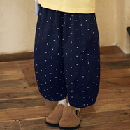 LUSON【精梳棉】小O寶Okids童裝寶寶休閑波點闊腿褲女2025秋女童直筒褲