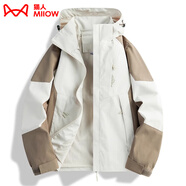 貓人（MiiOW）春秋新款男女裝chic防風(fēng)薄外套秋季女潮牌戶(hù)外短沖鋒衣單層登山服 LSM1818D卡其-男(單外套) XL