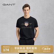 GANT/甘特【100%棉】男女情侶款學院風美式休閑圓領(lǐng)短袖重磅T恤 5黑色 L