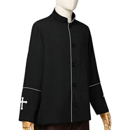 Z&Zz中世紀(jì)牧師神父外套 萬圣節(jié)神職人員cos外套上衣角色扮演服裝工 黑色白邊牧師外套 S