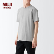 無(wú)印良品（MUJI） 男式 粗棉線(xiàn) 天竺編織 短袖T恤 打底衫男款 純棉全棉 ABA18A2S 淺銀灰色 S 165/84A