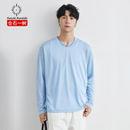 倉石一樹(shù) KAZUKI KURAISHI防曬衣潮流男裝夏季慵懶冰涼垂墜寬松輕薄長(cháng)袖t恤男士寬松皮膚衣 淺蘭色 XL 【140-165斤】