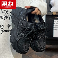 回力女鞋老爹鞋女2026春秋新款鞋子女厚底增高運動(dòng)鞋女百搭顯瘦休閑鞋 黑色【單網(wǎng)透氣】 38