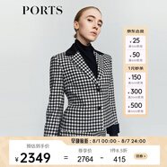 PORTS 寶姿秋冬新品女裝時(shí)尚千鳥格夾克外套LM9J030NFF099 黑色格子 XS (2)