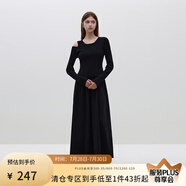 范思藍(lán)恩23FS14615 黑色針織連衣裙女秋冬新款拼接裙子 鳶尾黑 S