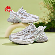 卡帕（Kappa）官方老爹鞋女子運動(dòng)鞋秋季厚底網(wǎng)面透氣跑步鞋 草菇棕/金色 36