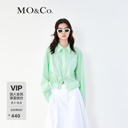 MO&Co.設(shè)計感小眾解構(gòu)立裁極簡風(fēng)襯衫外套截短MC刺繡上衣摩安珂 馬卡龍綠色 M 165