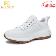 KLWP香港奢品休閑鞋男鞋真皮厚底老爹鞋男運動小白鞋春秋潮牌鞋男鞋 1815白色 38