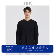 杰帝梵（J.D.V）男裝秋季新款全棉百搭休閑潮流圓領(lǐng)寬松無帽衛(wèi)衣長袖T恤上衣 黑色 L 180/100B