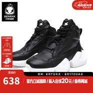 閃電潮牌（GENANX）頭層牛皮休閑鞋街舞嘻哈時尚厚底系帶潮男 黑色 41