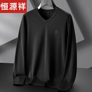 恒源祥加肥加大碼薄款長(zhǎng)袖t恤男胖子V領(lǐng)春秋打底衫肥佬雞心領(lǐng)體恤 9331黑色 7XL (250-270斤)
