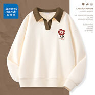 真維斯（JEANSWEST）衛(wèi)衣女春秋季女裝polo衫2025新款外套上衣服小個子休閑韓版上衣服 米色 織夢花_K L