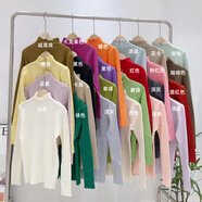 HUALIN FASHION小清新糖果色半高領(lǐng)修身軟糯毛衣女秋冬內(nèi)搭針織上衣 淺紫 均碼