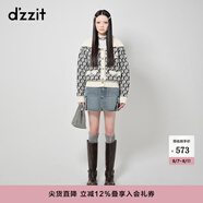DZZIT地素提花套頭針織衫秋冬時(shí)髦摩登愛(ài)心logo胸針女 同白色 XS