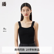 播春夏季新款緊身合體吊帶背心針織吊帶衫女DDQ2SD5238 K40黑色 M