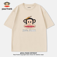 大嘴猴（paul frank）PaulFrank/短袖T恤男夏季純棉寬松體恤青少年日系簡(jiǎn)約半袖 純棉短袖【淺米#PM鉛筆猴】 M 【90-100斤】