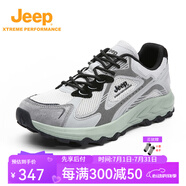 Jeep吉普戶外徒步登山鞋男2025新款夏季織物透氣運動鞋情侶款網(wǎng)面鞋女 灰綠色 37 （運動鞋碼）