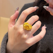 海上羅孚黃金繁花錦簇戒指女新款999足金花朵戒子食指環(huán)生日禮物送女朋友 黃金牡丹花戒指12-13號(hào)/金重約4.22克