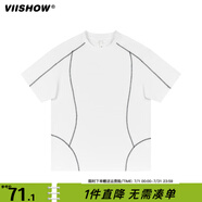 viishow吸濕速干寬松圓領(lǐng)線條短袖男夏季新款休閑透氣涼感運動T恤 本白 S