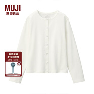 無印良品 MUJI 女式 粗棉線 天竺編織 開衫 白色 S