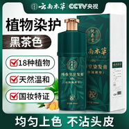 純春堂云南本草染發(fā)劑植物蓋白頭發(fā)純黑茶色男女泡泡一洗黑染發(fā)膏400ml