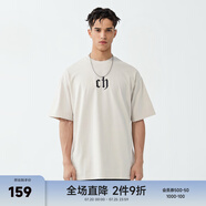 CHINISM  CH赤塵美式?jīng)龈兴俑啥绦鋞恤男士夏季潮流寬松休閑五分袖上衣 卡其色 （基礎(chǔ)款） M