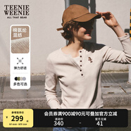 Teenie Weenie小熊長(cháng)袖T恤女春夏設計款小熊刺繡外穿打底衫上衣女 A-燕麥色 XL