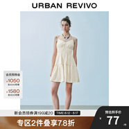 UR2025夏季新款女裝波嬉風(fēng)V領(lǐng)肌理感吊帶連衣裙UYY750019 裸杏色 XS