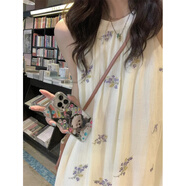 GOYN大碼300斤寬松顯瘦掛脖連衣裙女微胖mm春夏季無(wú)袖氣質(zhì)內(nèi)搭長(zhǎng)裙子 方領(lǐng)襯衫歐貨大花學(xué)院風(fēng) L _80-110斤