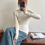 HUALIN FASHION小清新糖果色半高領(lǐng)修身軟糯毛衣女秋冬內(nèi)搭針織上衣 白色 均碼