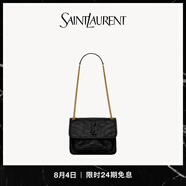 YSL圣羅蘭 女士NIKI 小號(hào)黑色復(fù)古皮革手袋肩背包 黑色 U