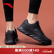 安踏（ANTA）男鞋運動鞋男皮面防潑水防滑軟底跑步黑色 5529-6-黑(防潑水皮面) 39