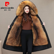皮爾卡丹派克服女貂內(nèi)膽可拆卸2025冬新款皮毛一體尼克服長款皮草外套大衣 長款黑色外殼+姜黃色內(nèi)膽 110厘 3XL 140-160斤抗寒零下50度